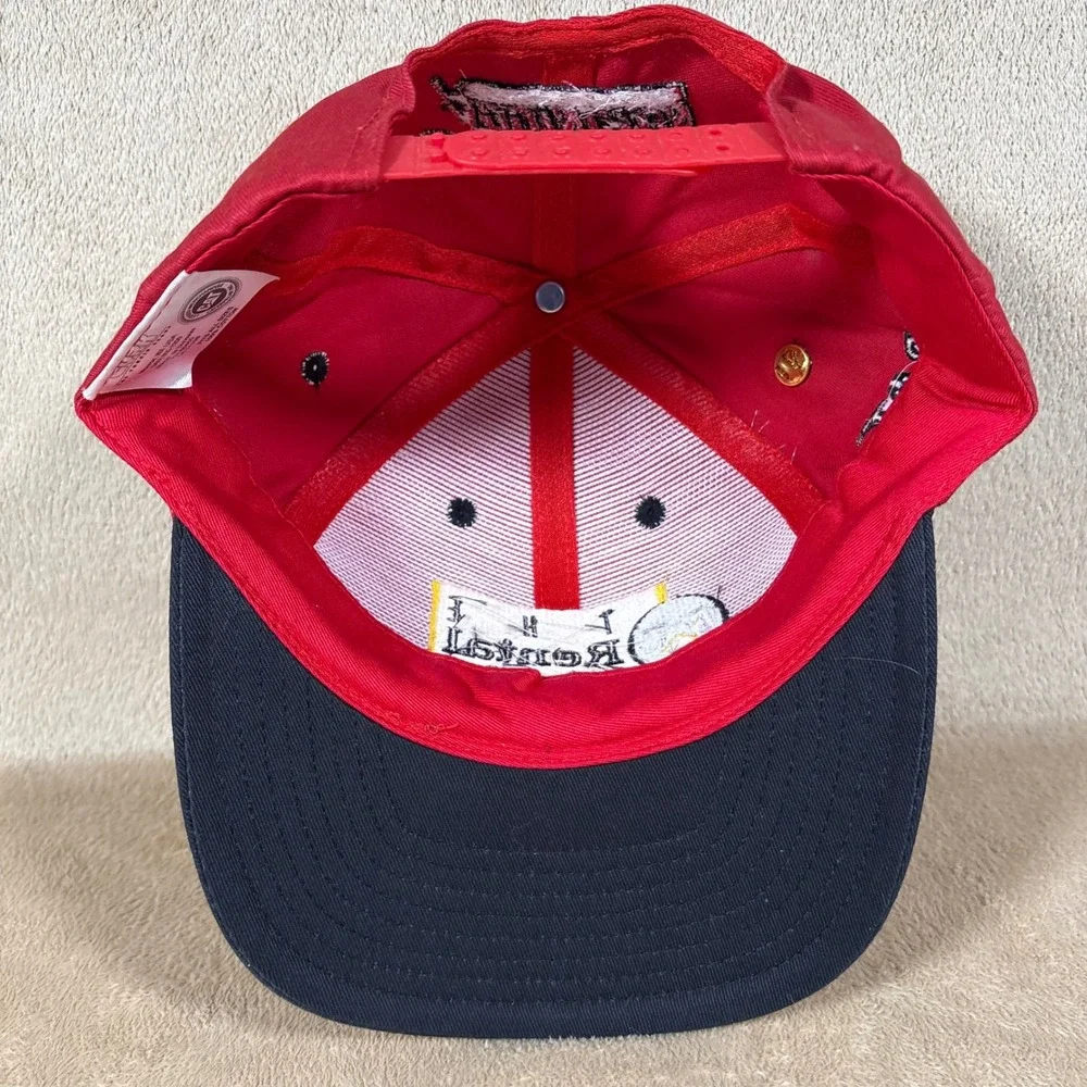 Vintage 90s Cotton‎ Snapback CAT Nascar Andy Houston Hat w/ Lapel Pin